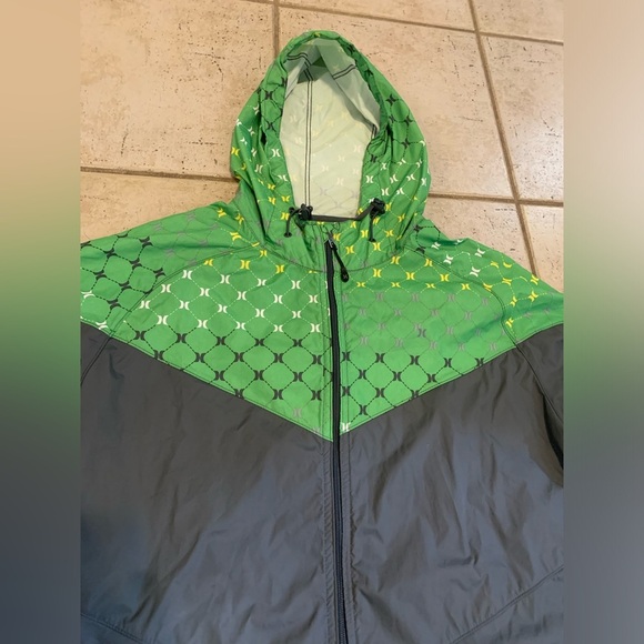 Hurley Men's Green & Grey Color Block Windbreaker Jacket - Size XL - Picture 2 of 6